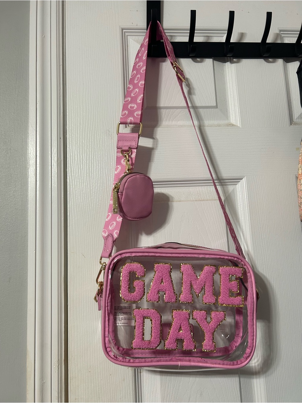 Betsey Johnson Pink Gameday Clear Crossbody